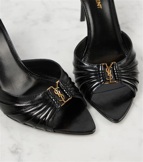 Saint Laurent Black Babylone Open Toe Mules .